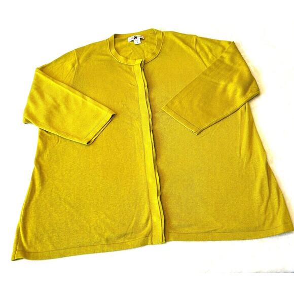 Coldwater Creek Sweater Women's Green Cardigan Size 18/1X Silk Blend Button Up - Picture 1 of 8
